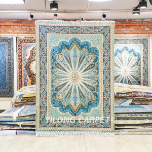 Blue Peacock Design Turkish Carpet Oriental Silk Rug Handmade Carpet 5x7ft