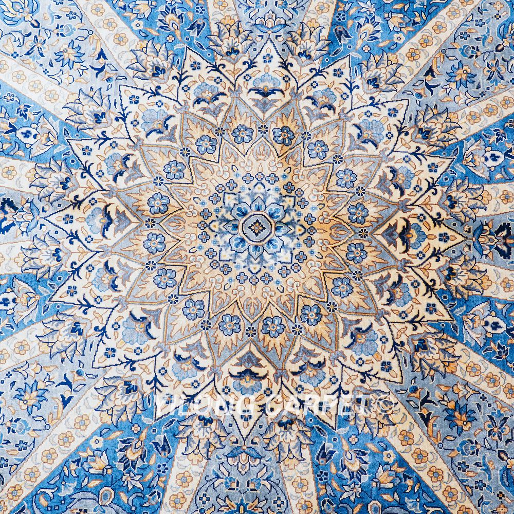 Turkish Carpet Oriental Silk Rug Blue Handmade Carpet 5x7ft - Image 6