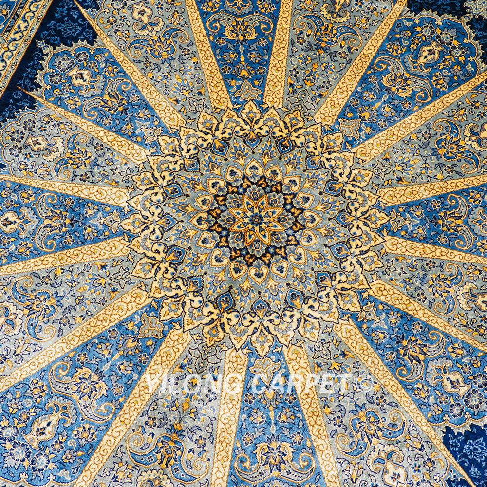 Turkish Carpet Oriental Silk Rug Blue Handmade Carpet 5x7ft - Image 6