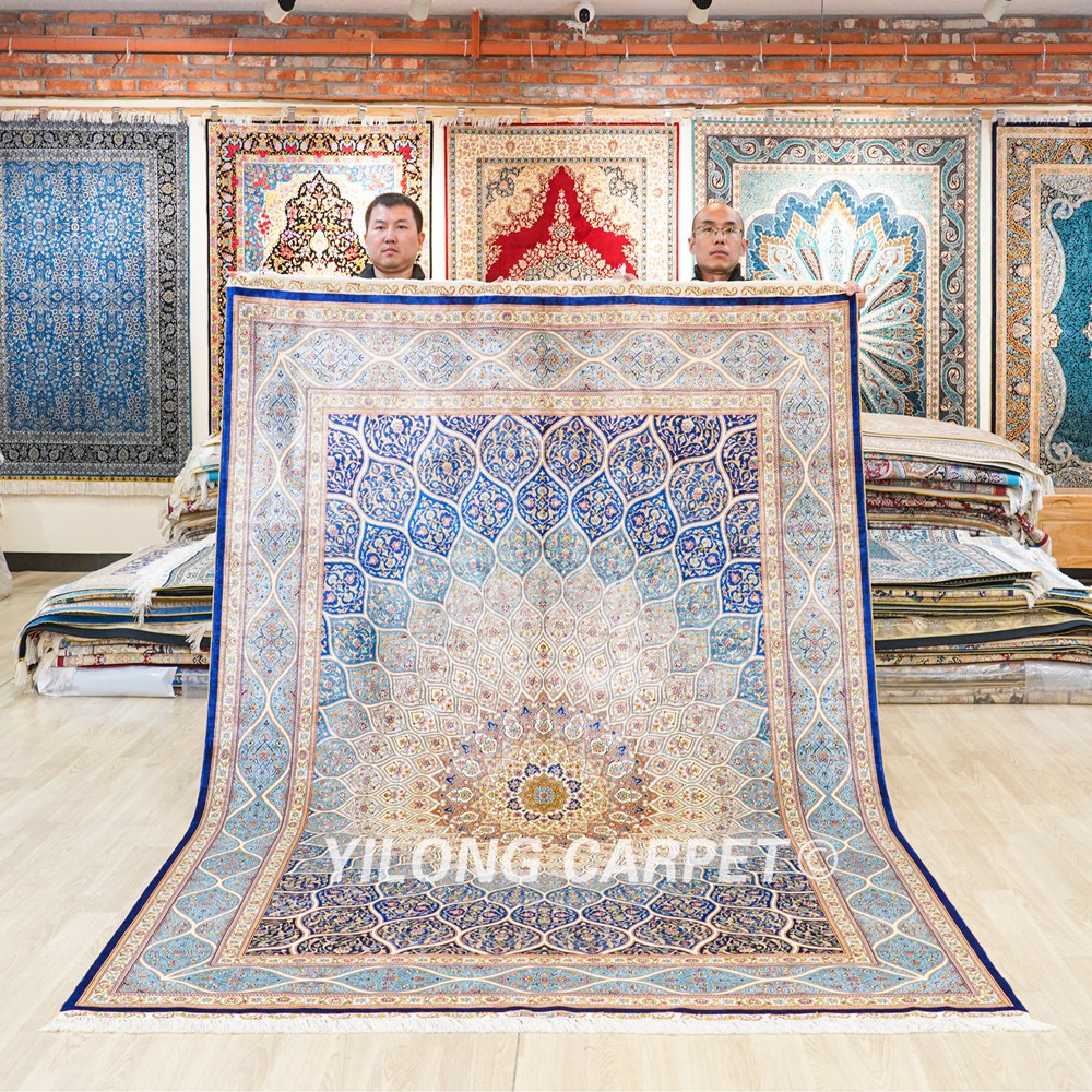 Dom Design Persian Handmade Silk Carpet Luxury Oriental Rug 6x9ft