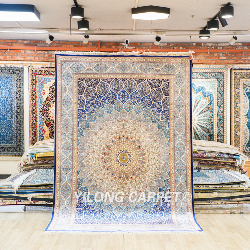 Dom Design Persian Handmade Silk Carpet Luxury Oriental Rug 6x9ft - Image 3