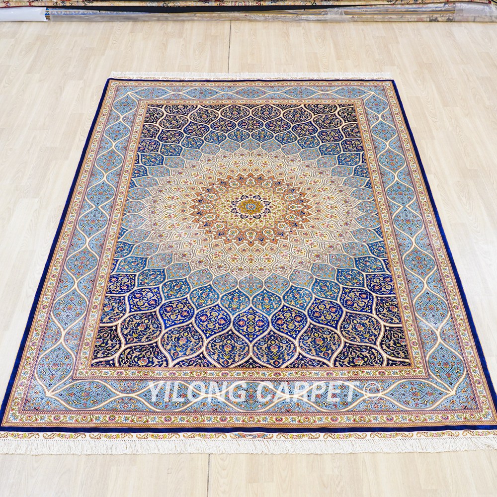 Dom Design Persian Handmade Silk Carpet Luxury Oriental Rug 6x9ft - Image 4