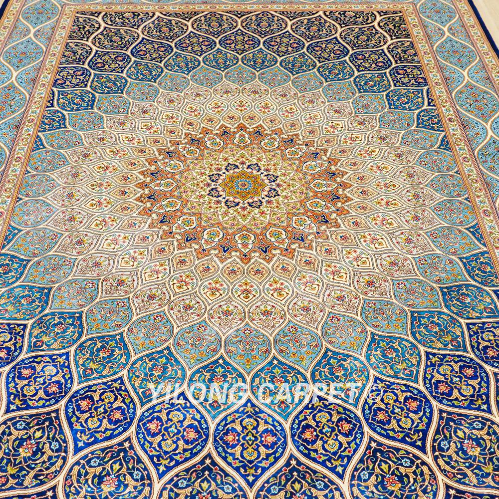 Dom Design Persian Handmade Silk Carpet Luxury Oriental Rug 6x9ft - Image 5