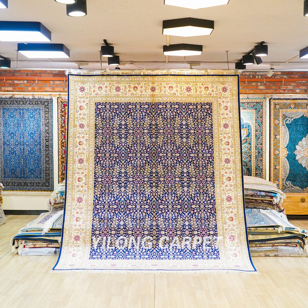 Turkish Silk Carpet Seven Hills Flowers Hand-Knotted Silk Carpet for Villa Room 8x10ft - Image 3