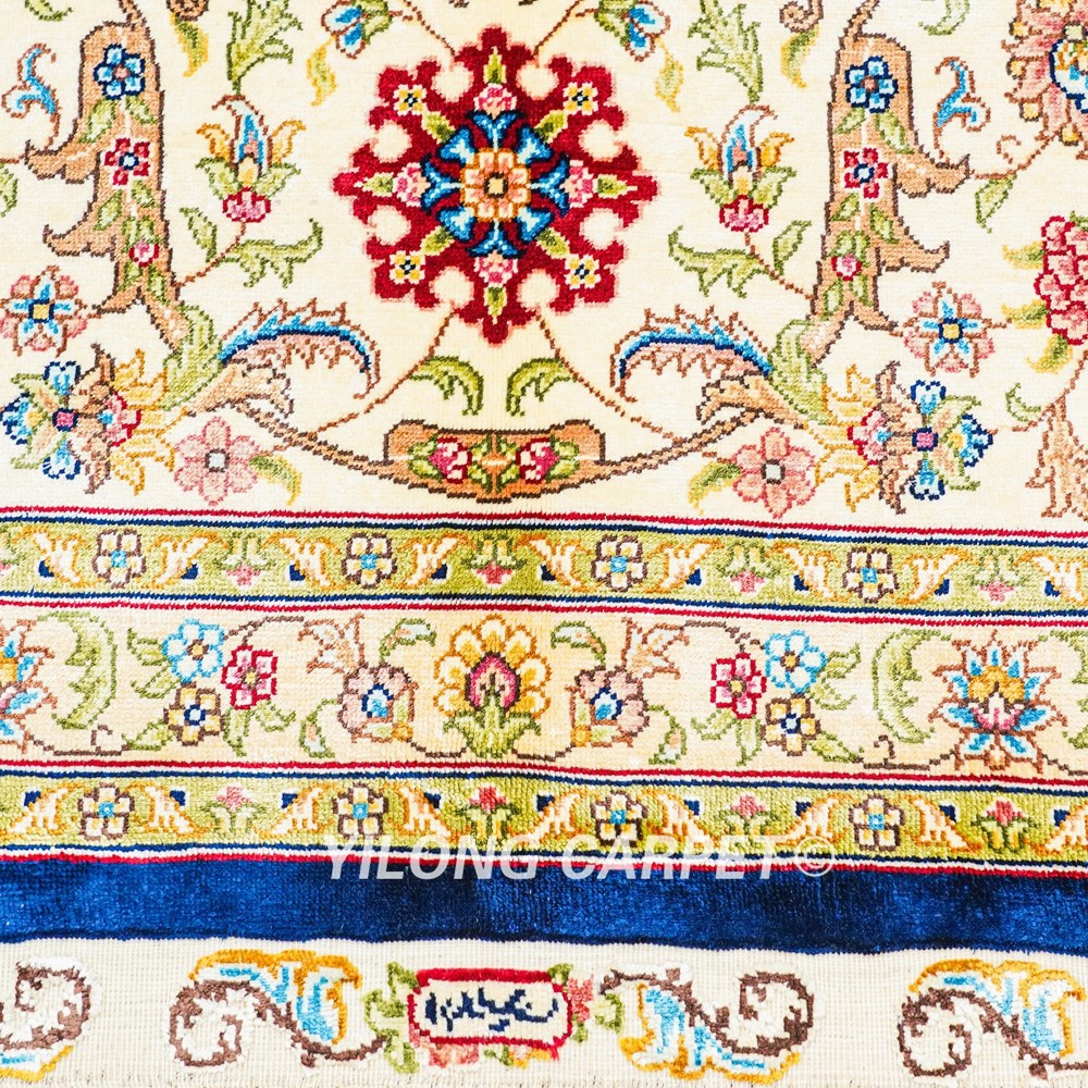 Turkish Silk Carpet Seven Hills Flowers Hand-Knotted Silk Carpet for Villa Room 8x10ft - Image 9