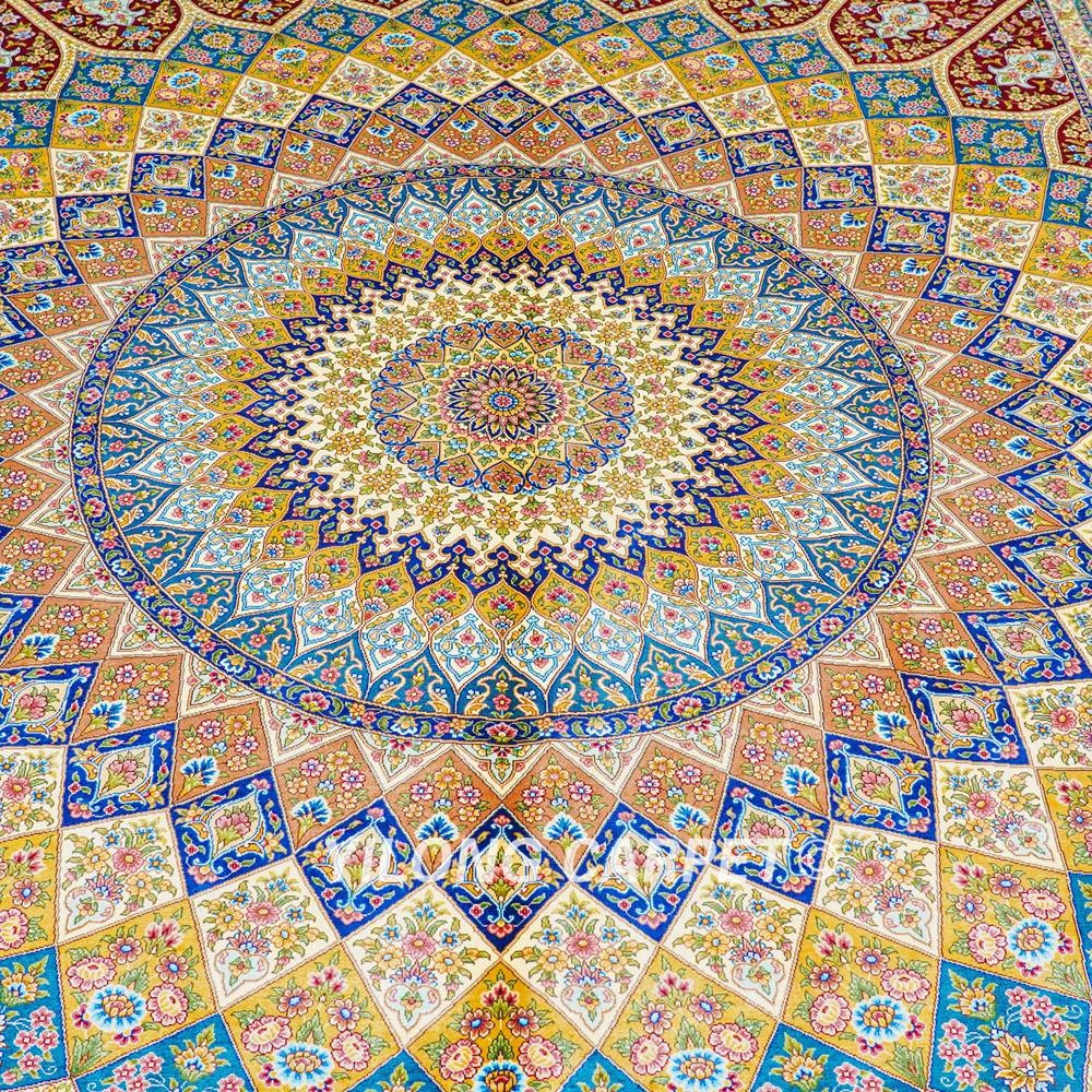 Persian Silk Carpet Dom Design Red Handmade Silk Carpet for Bedroom 8x10ft - Image 5