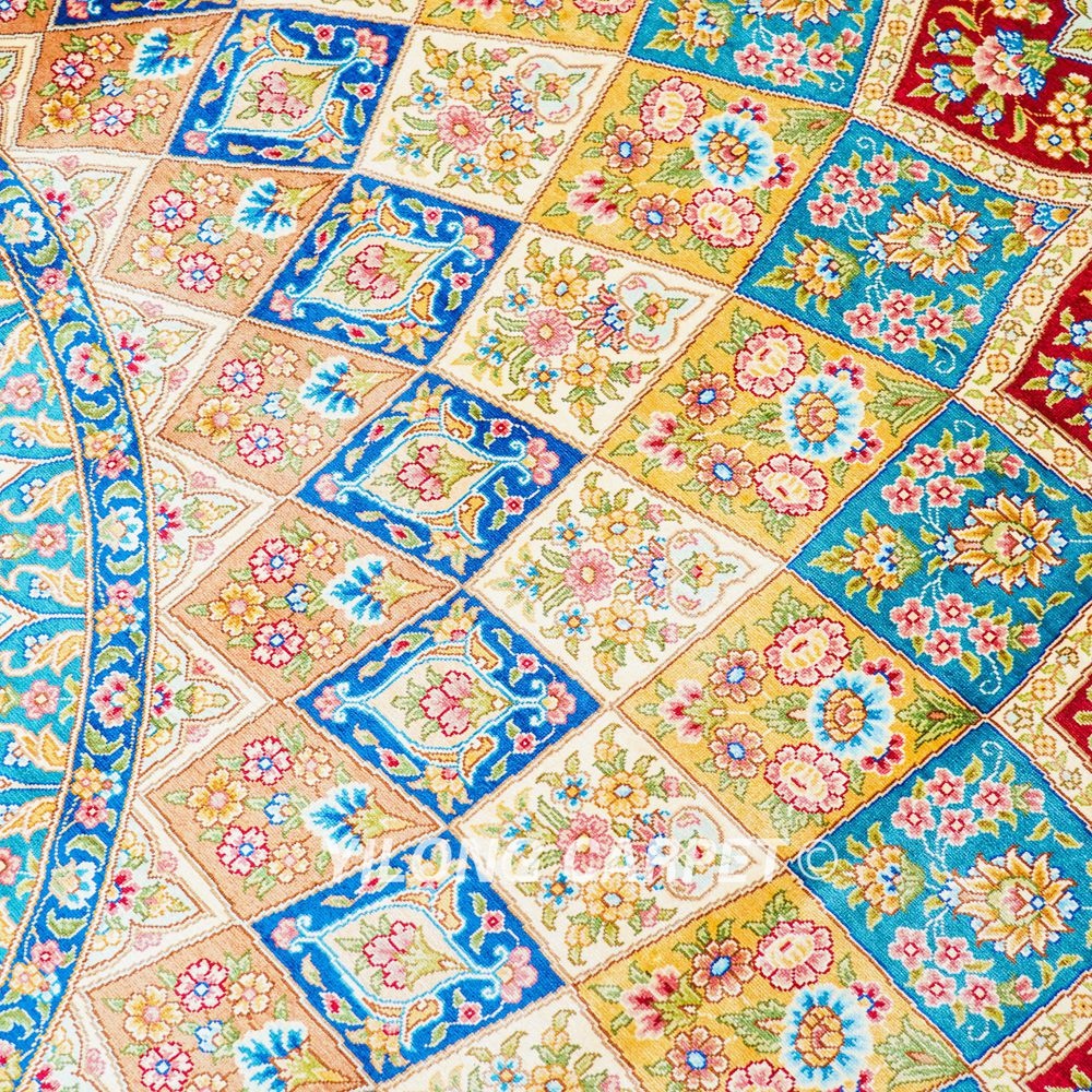 Persian Silk Carpet Dom Design Red Handmade Silk Carpet for Bedroom 8x10ft - Image 8