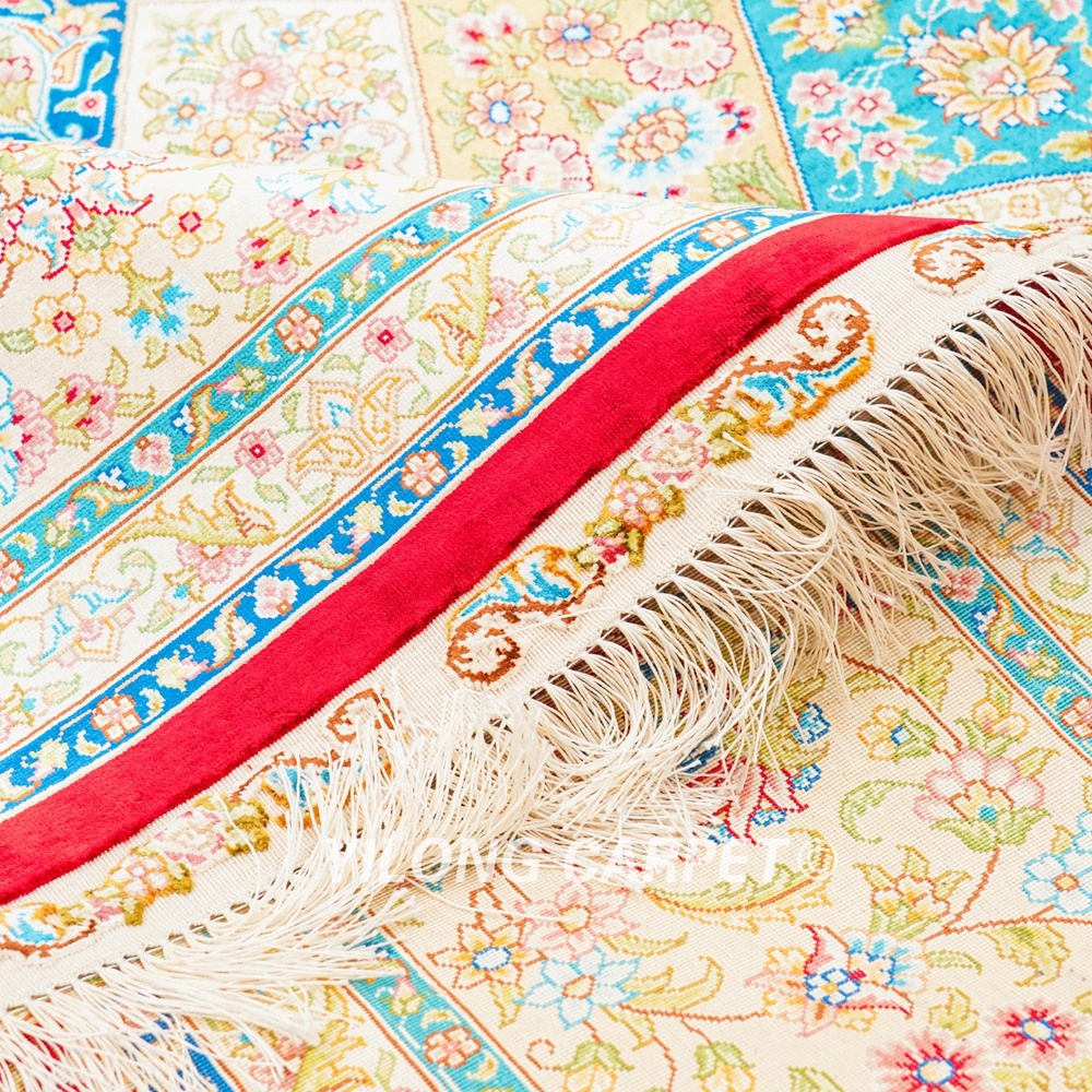 Persian Silk Carpet Dom Design Red Handmade Silk Carpet for Bedroom 8x10ft - Image 9