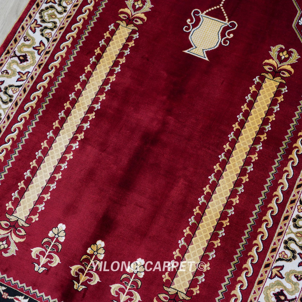 Handmade Rug Silk Red Prayer Rug 2.7x4.4ft - Image 6