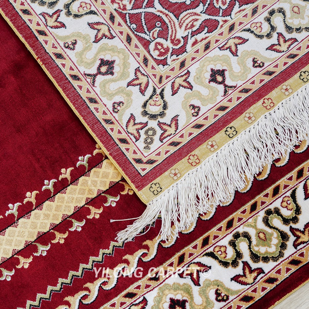 Handmade Rug Silk Red Prayer Rug 2.7x4.4ft - Image 9