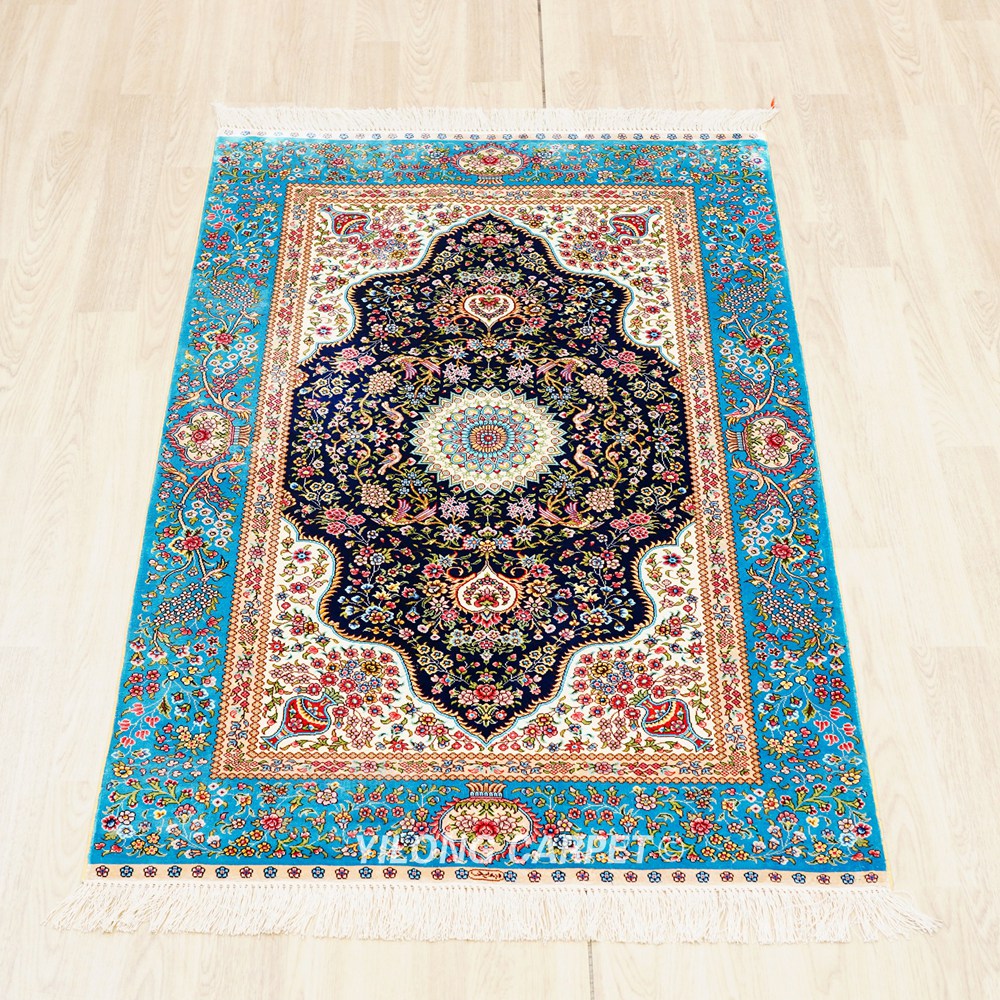 Luxury Persian Silk Rug Handmade Silk Rug 3x5ft - Image 3