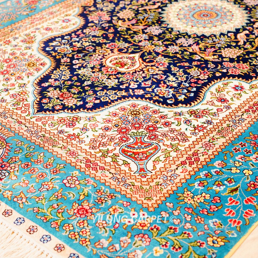 Luxury Persian Silk Rug Handmade Silk Rug 3x5ft - Image 6