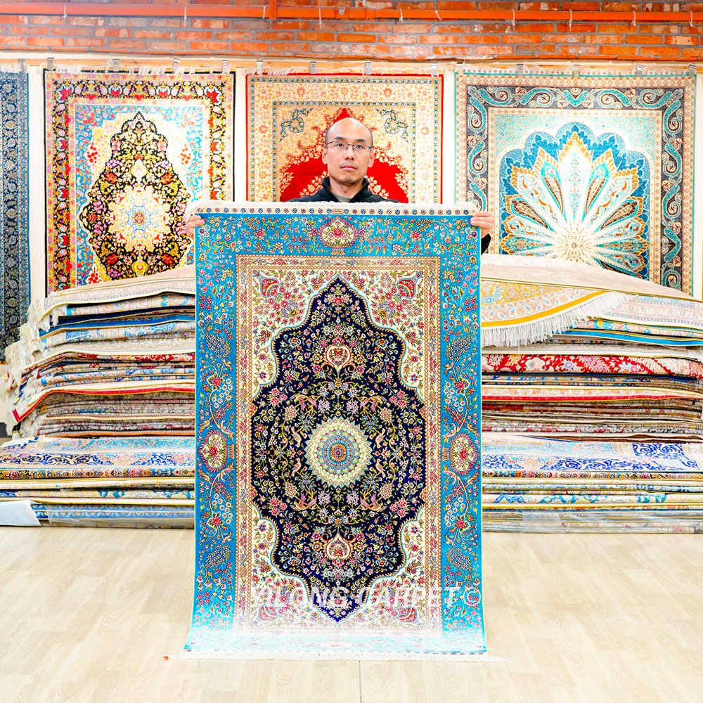 Luxury Persian Silk Rug Handmade Silk Rug 3x5ft - Image 9