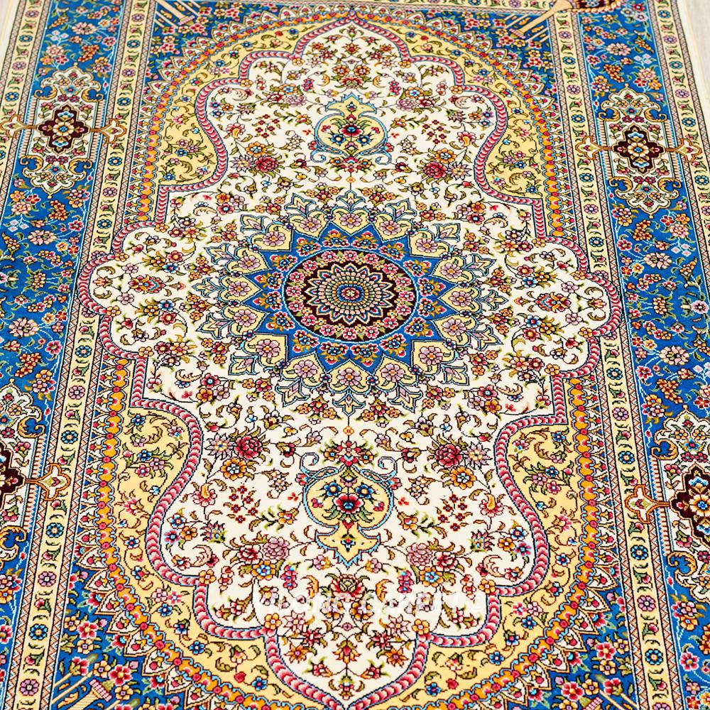 Persian Silk Rug Beige Handmade Silk Oriental Rug 3x5ft - Image 5