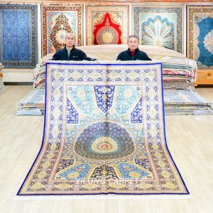 Persian Silk Rug Handmade Silk Carpet Luxury Oriental Rug 6x9ft