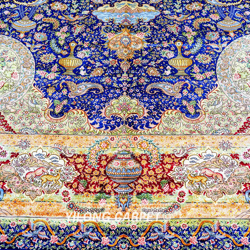 Persian Rug Hand Knotted Silk Oriental Carpet 9x12ft - Image 5