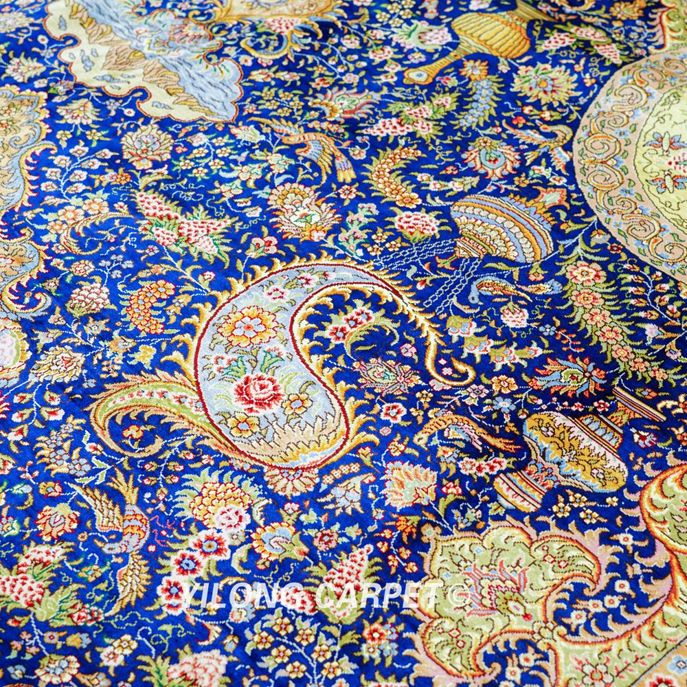 Persian Rug Hand Knotted Silk Oriental Carpet 9x12ft - Image 6