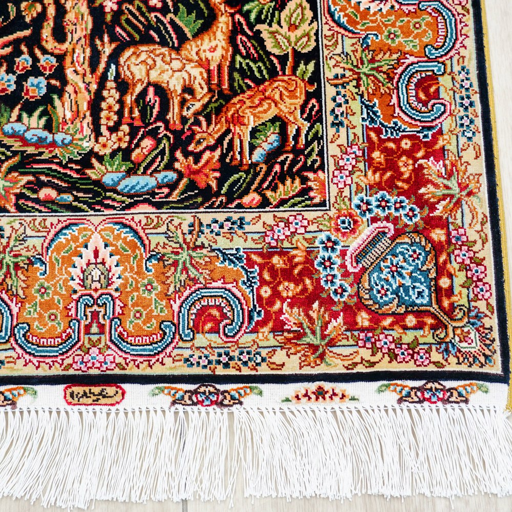 Tree of Life Design Persian Rug Tapestry Oriental Hand Knotted Silk Rug 2x3ft - Image 6