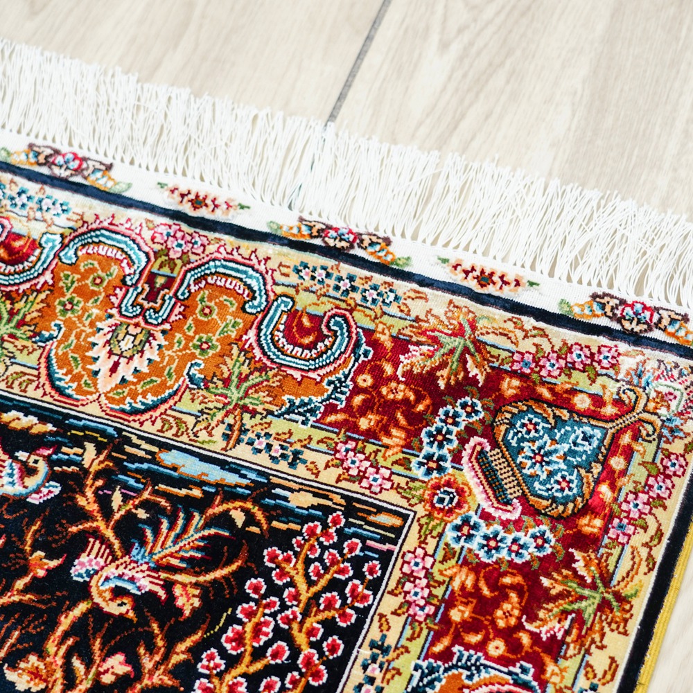 Tree of Life Design Persian Rug Tapestry Oriental Hand Knotted Silk Rug 2x3ft - Image 8