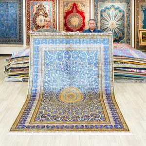 Persian Silk Rug Dom Design Handmade Silk Carpet Luxury Oriental Rug 6x9ft