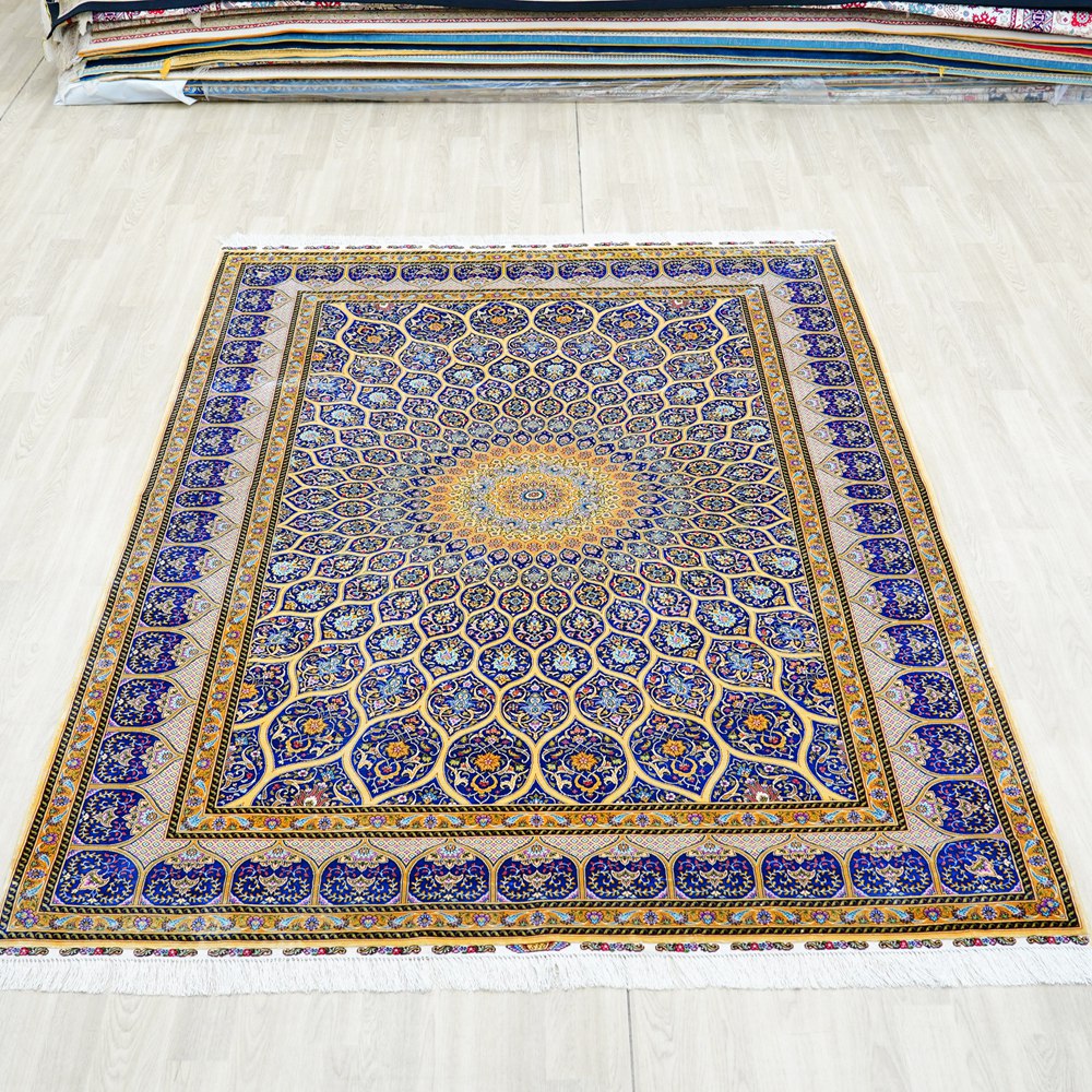 Persian Silk Rug Dom Design Handmade Silk Carpet Luxury Oriental Rug 6x9ft - Image 3