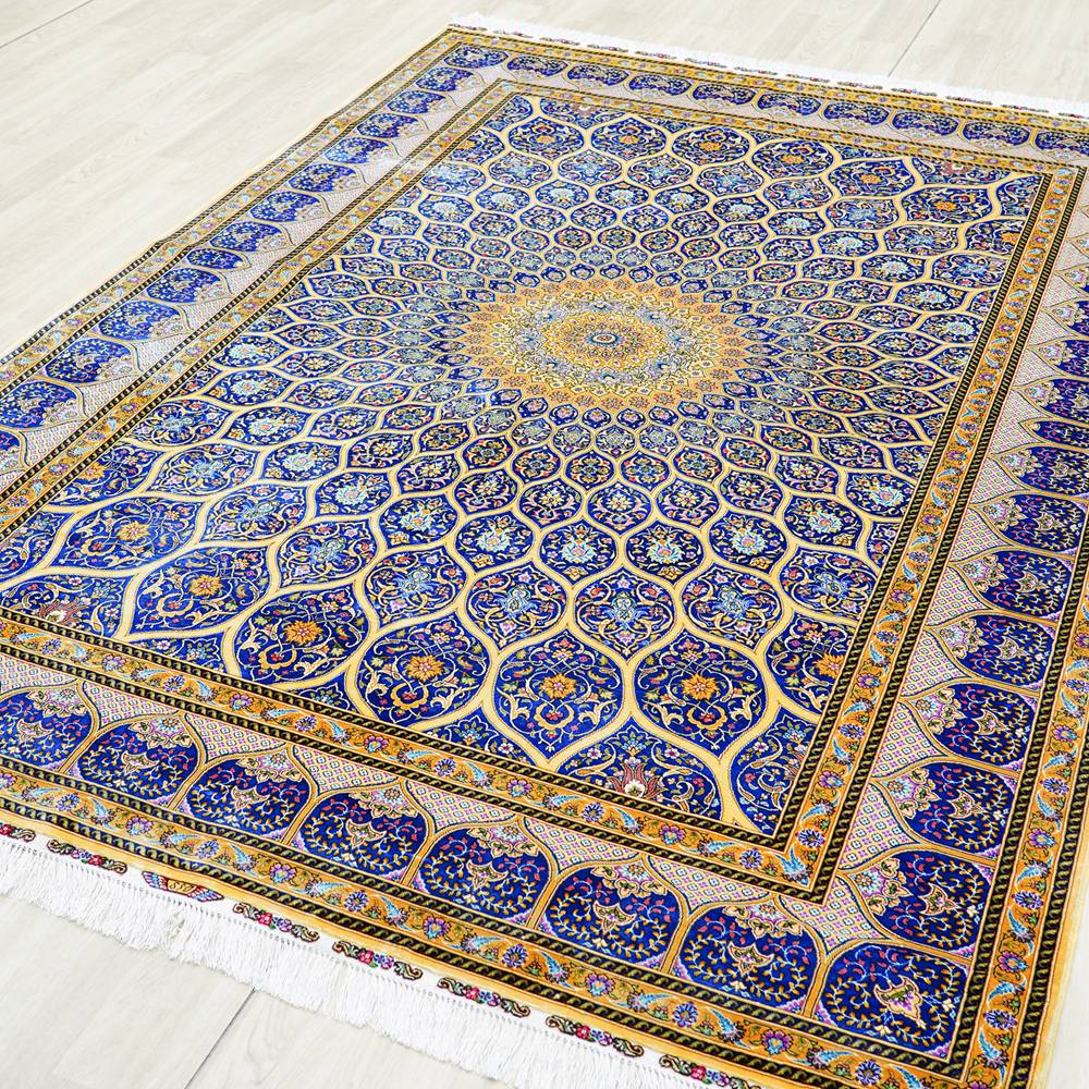 Persian Silk Rug Dom Design Handmade Silk Carpet Luxury Oriental Rug 6x9ft - Image 4