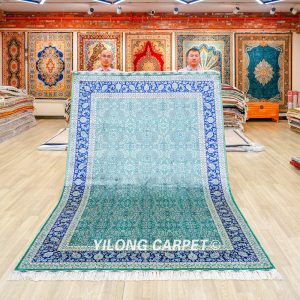 Turkish Seven Hill Flowers Silk Rug Handmade Silk Carpet Luxury Oriental Rug 6x9ft