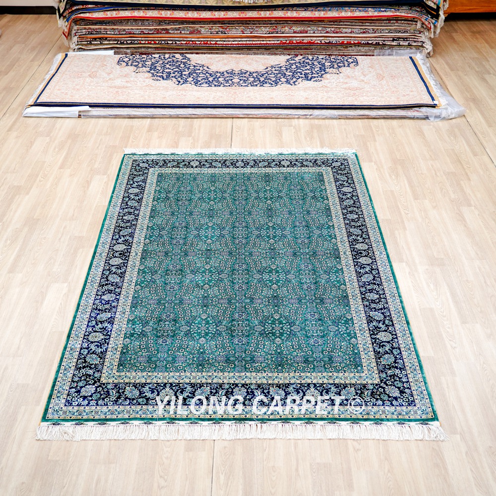 Turkish Seven Hill Flowers Silk Rug Handmade Silk Carpet Luxury Oriental Rug 6x9ft - Image 3