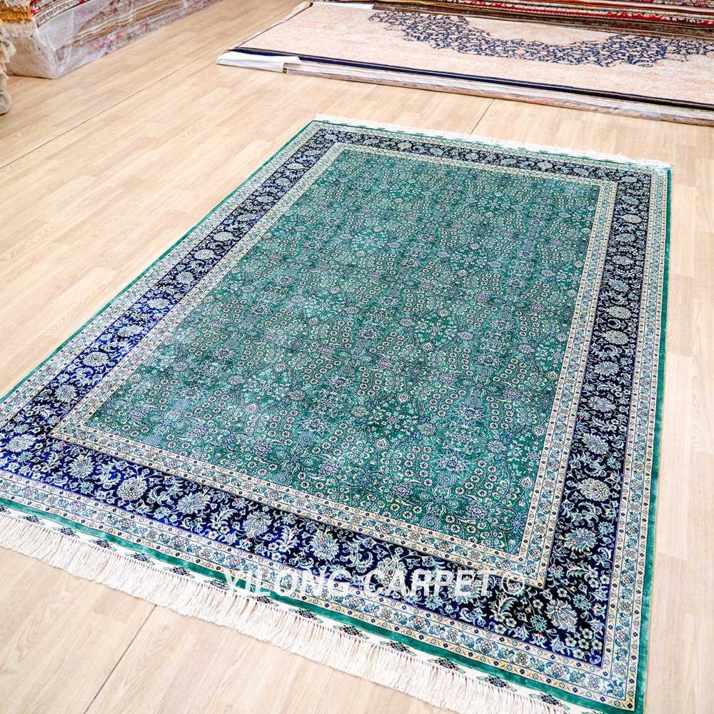 Turkish Seven Hill Flowers Silk Rug Handmade Silk Carpet Luxury Oriental Rug 6x9ft - Image 4