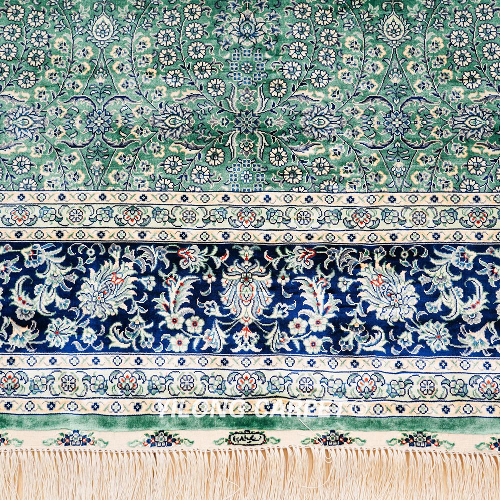 Turkish Seven Hill Flowers Silk Rug Handmade Silk Carpet Luxury Oriental Rug 6x9ft - Image 6