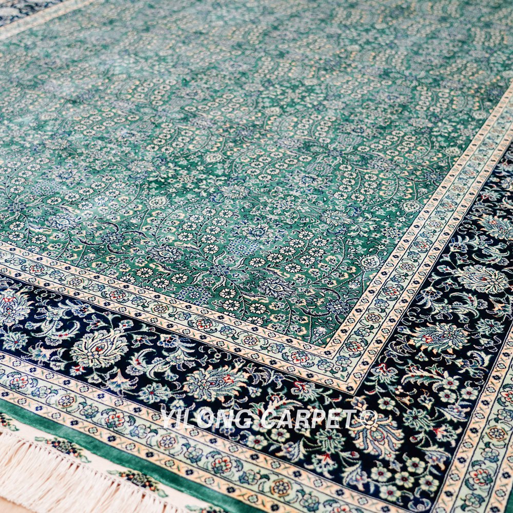 Turkish Seven Hill Flowers Silk Rug Handmade Silk Carpet Luxury Oriental Rug 6x9ft - Image 7