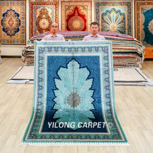 Turkish Carpet Blue Oriental Silk Rug Handmade Carpet 5x7ft