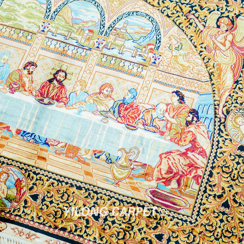 Last Supper Design Handmade Silk Small Rug Tapestry 3x2.2ft - Image 5