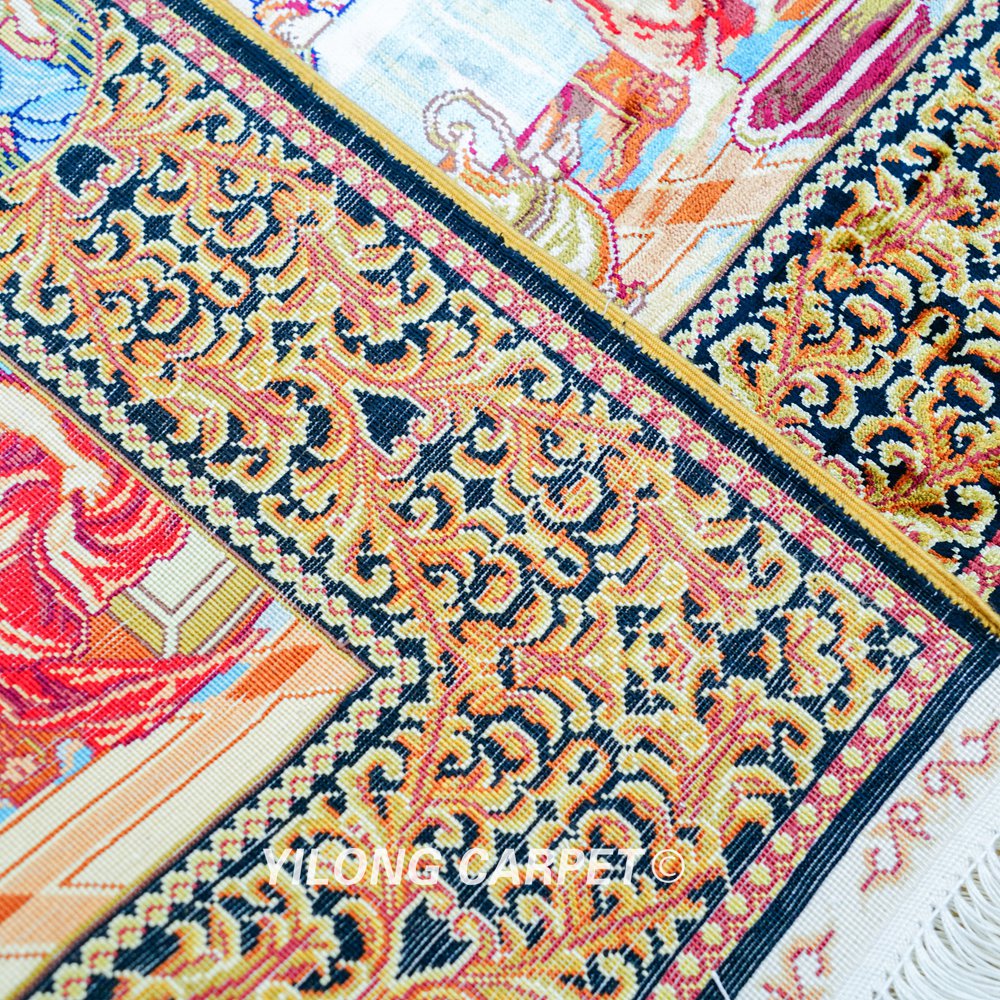Last Supper Design Handmade Silk Small Rug Tapestry 3x2.2ft - Image 8