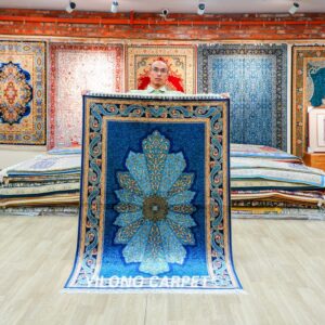 Turkish Blue Handmade Area Silk Rug 4x6ft