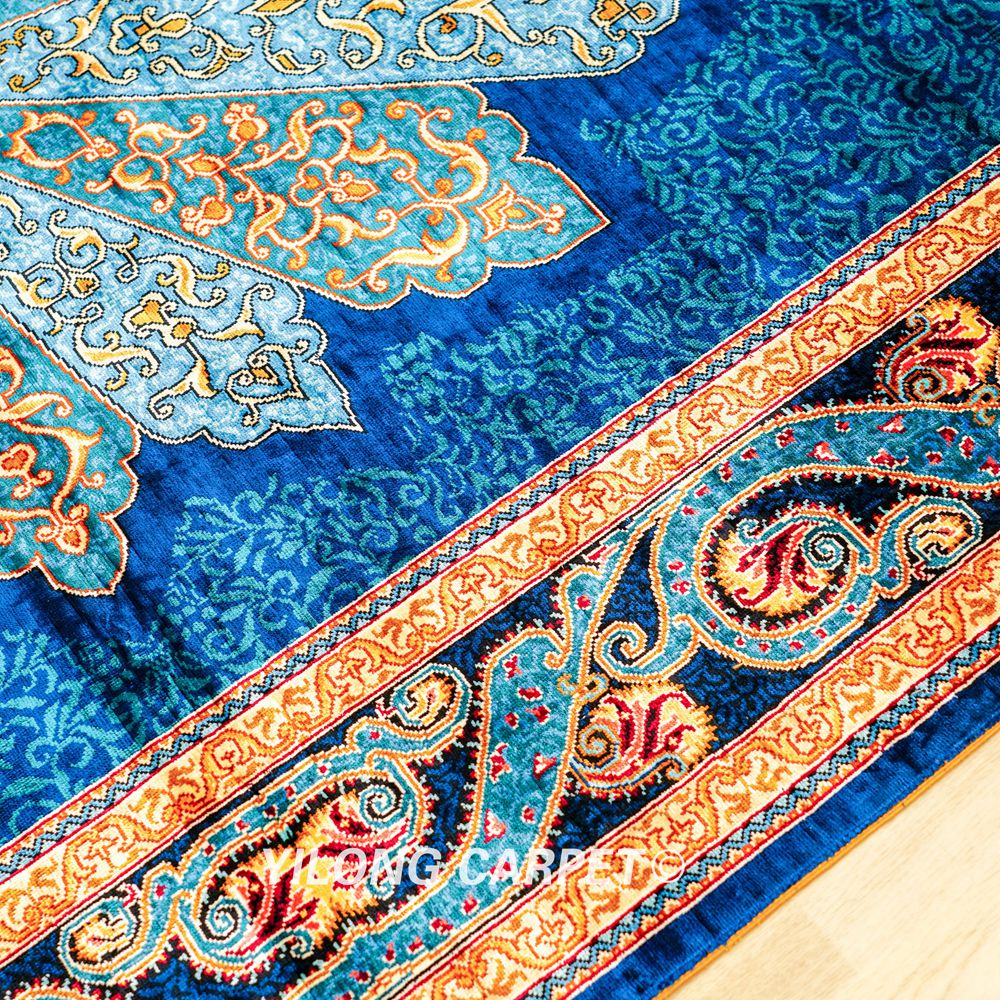 Turkish Blue Handmade Area Silk Rug 4x6ft - Image 7