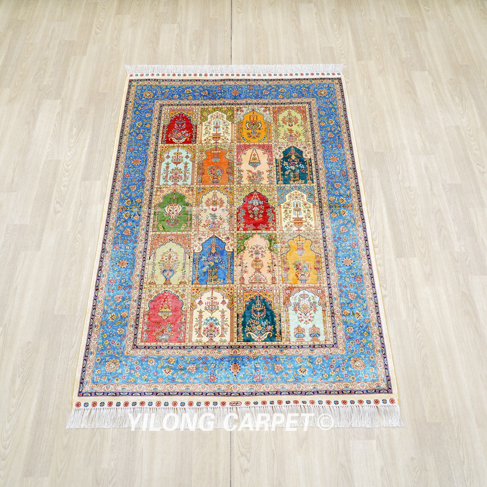 Persian Four Season Design Oriental Handmade Area Silk Rug 4x6ft - Image 3