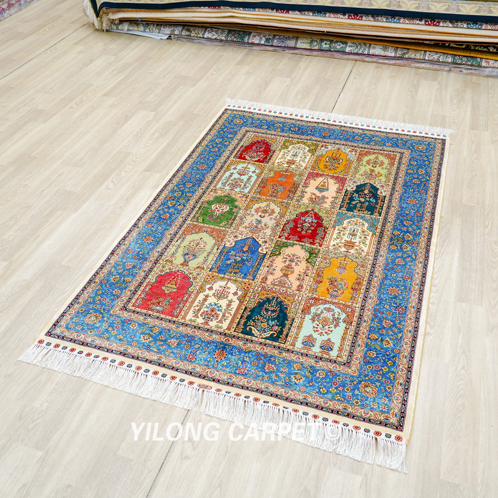 Persian Four Season Design Oriental Handmade Area Silk Rug 4x6ft - Image 4
