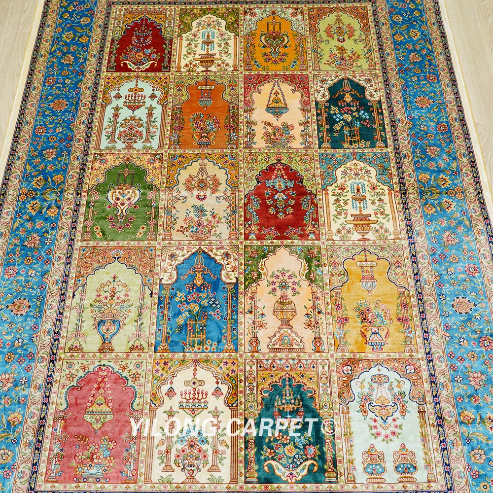 Persian Four Season Design Oriental Handmade Area Silk Rug 4x6ft - Image 5