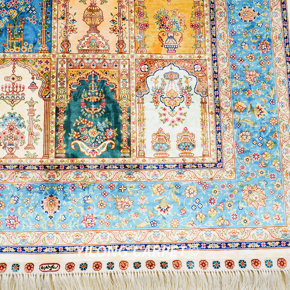 Persian Four Season Design Oriental Handmade Area Silk Rug 4x6ft - Image 6