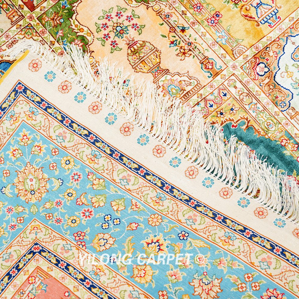 Persian Four Season Design Oriental Handmade Area Silk Rug 4x6ft - Image 8