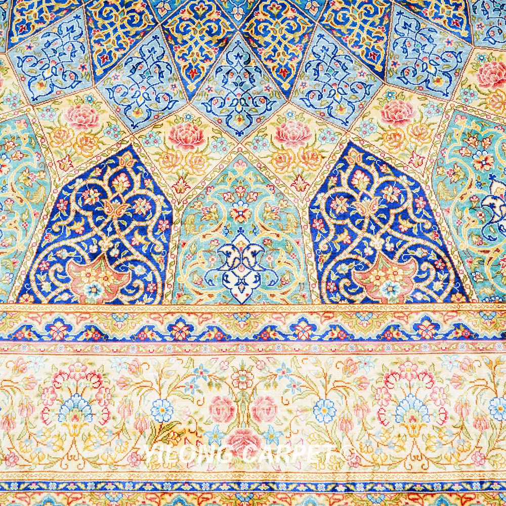 Persian Silk Rug Handmade Silk Carpet Luxury Oriental Rug 6x9ft - Image 5