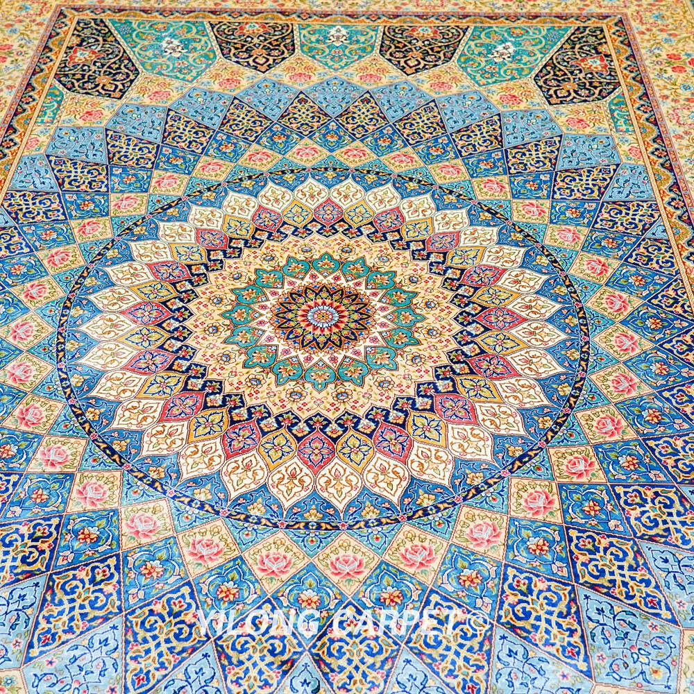 Persian Silk Rug Handmade Silk Carpet Luxury Oriental Rug 6x9ft - Image 6