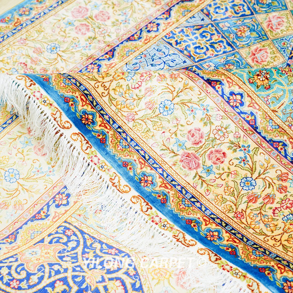 Persian Silk Rug Handmade Silk Carpet Luxury Oriental Rug 6x9ft - Image 7