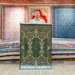 Blue Turkish Handmade Silk Small Rug 3x4.5ft