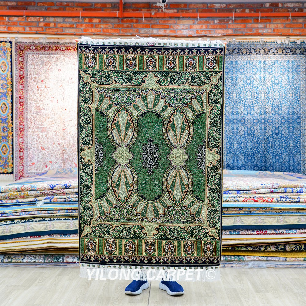 Blue Turkish Handmade Silk Small Rug 3x4.5ft - Image 3