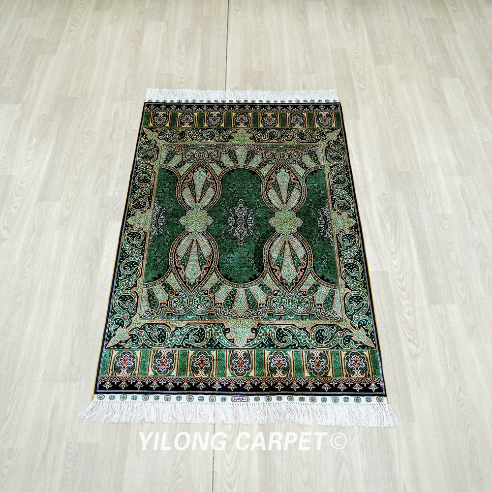Blue Turkish Handmade Silk Small Rug 3x4.5ft - Image 4