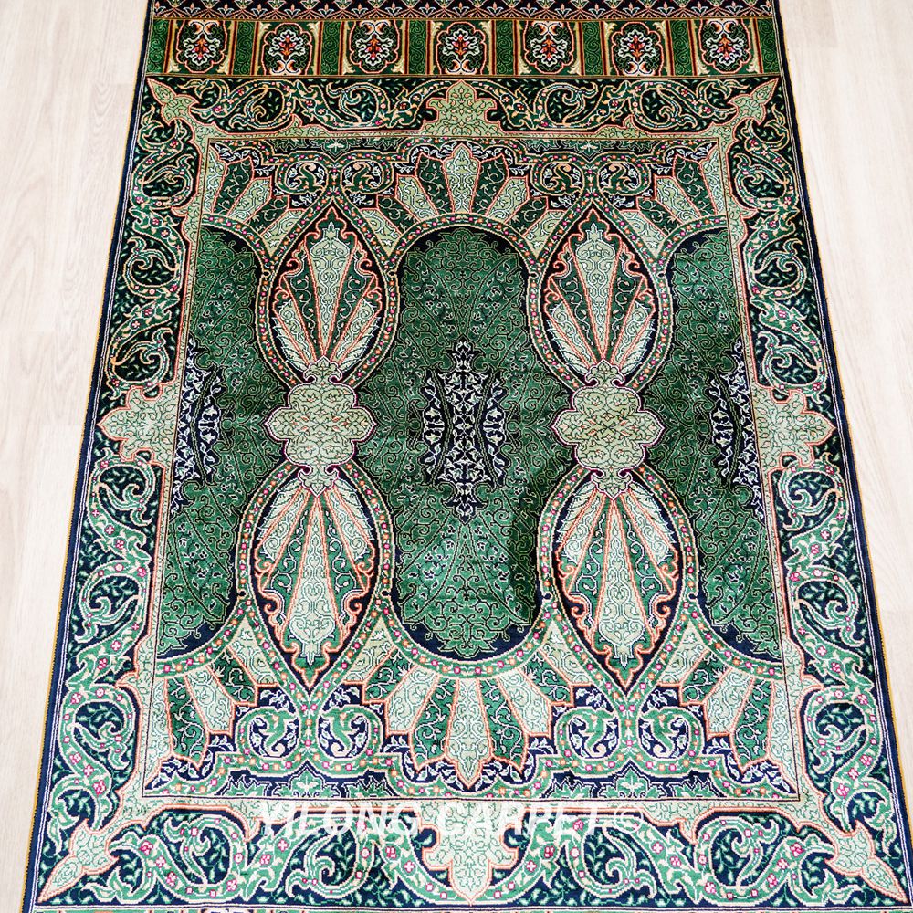 Blue Turkish Handmade Silk Small Rug 3x4.5ft - Image 5