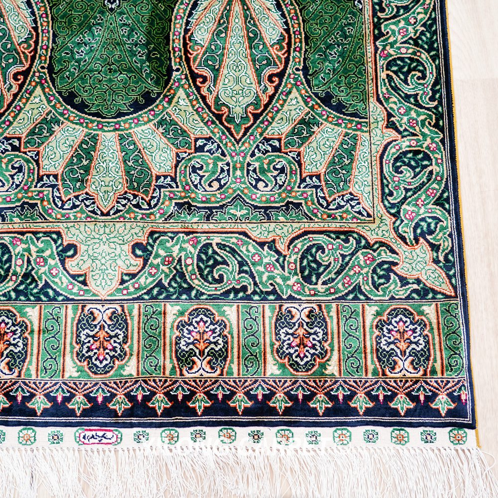 Blue Turkish Handmade Silk Small Rug 3x4.5ft - Image 6