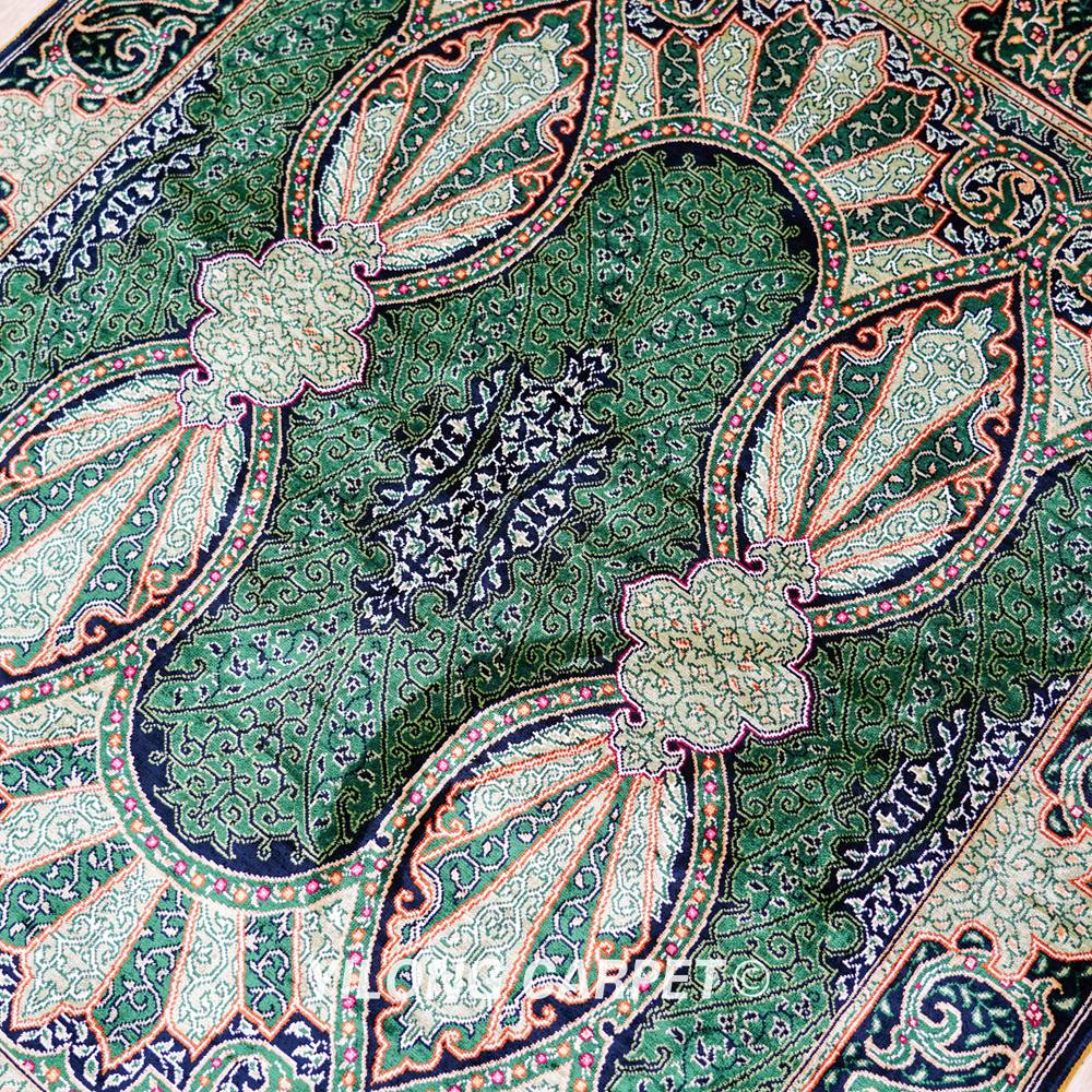 Blue Turkish Handmade Silk Small Rug 3x4.5ft - Image 7